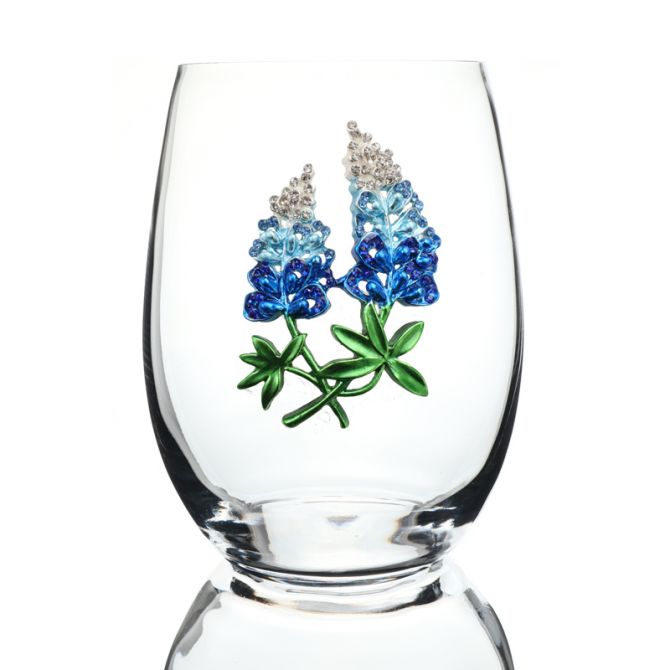 Queens Jewels Stemless Bluebonnet Wine Glass