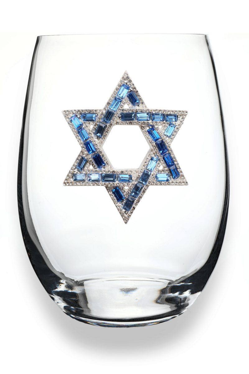 Queens Jewels Stemless Star of David Wine Glass