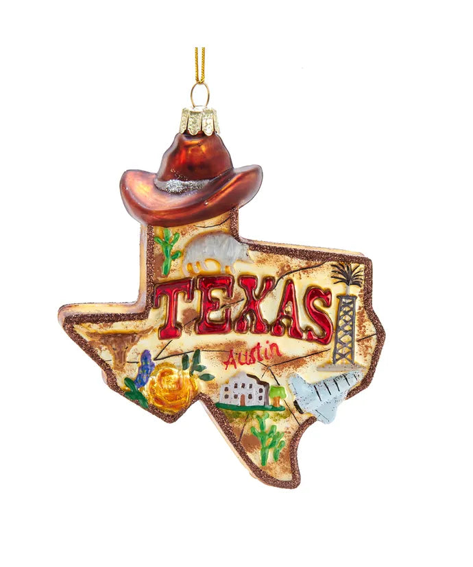 4.875" Glass Texas Ornament