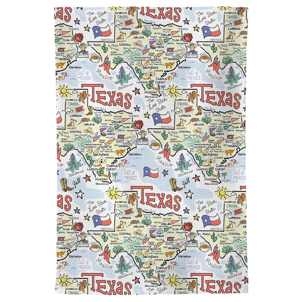 TEXAS MAP REPEAT KITCHEN TOWEL - Symonds Flags