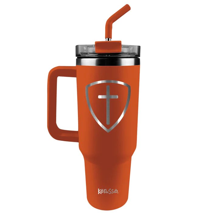 40 oz Travel Mug w/ Straw Cross Shield - Symonds Flags