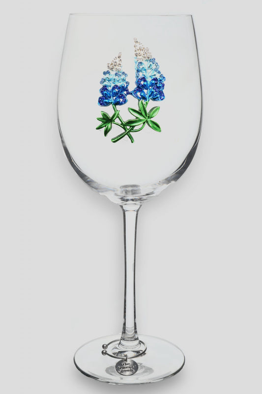 Queens Jewels Stemmed Bluebonnet Wine Glass