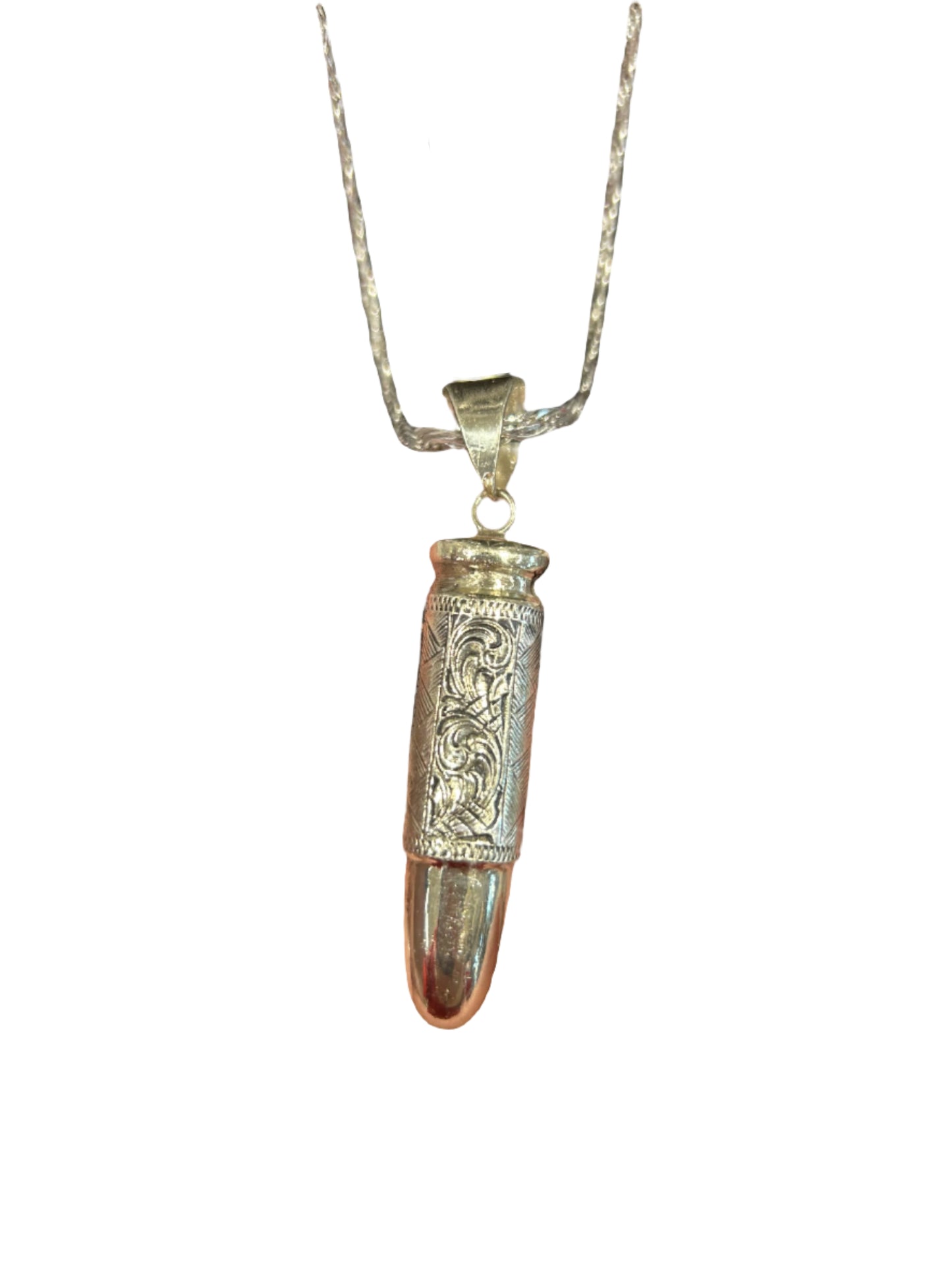 Silver Strike Mens Necklace 24" Bullet