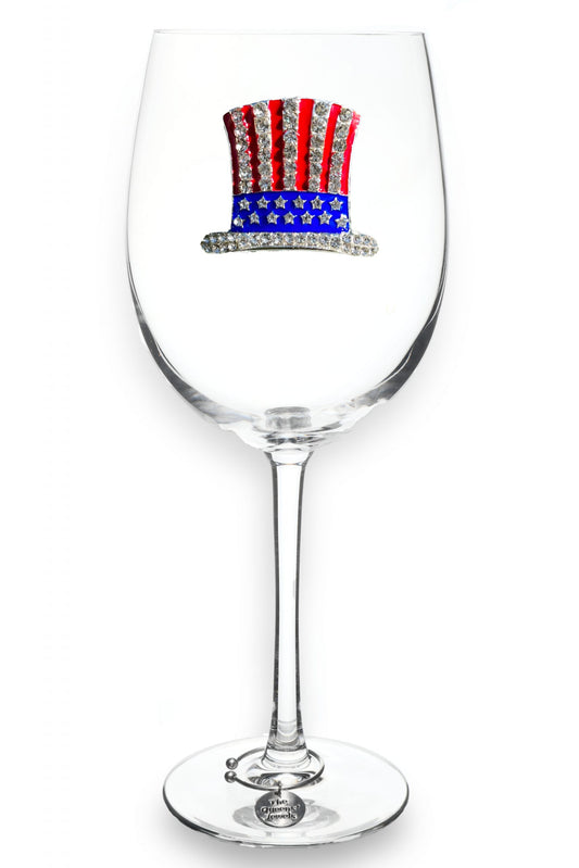 Queens Jewels Stemmed Patriotic Hat Wine Glass