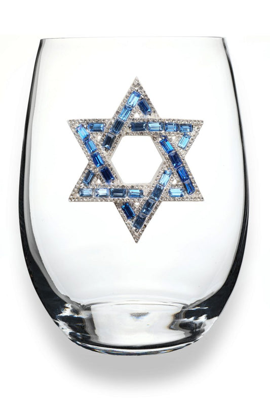Queens Jewels Stemless Star of David Wine Glass