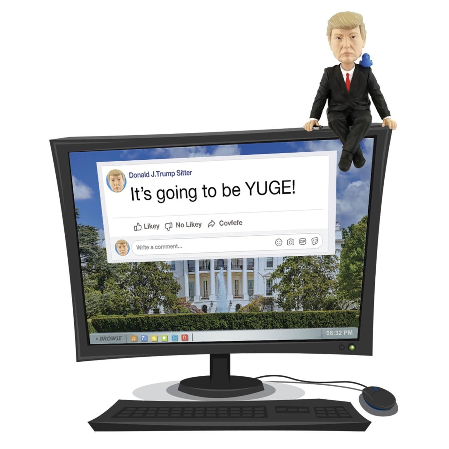 Donald Trump Media Monitor Bobble Head