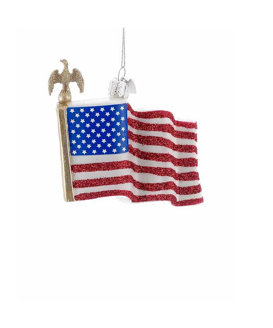 3.5" Noble Gems American Flag Glass Ornament