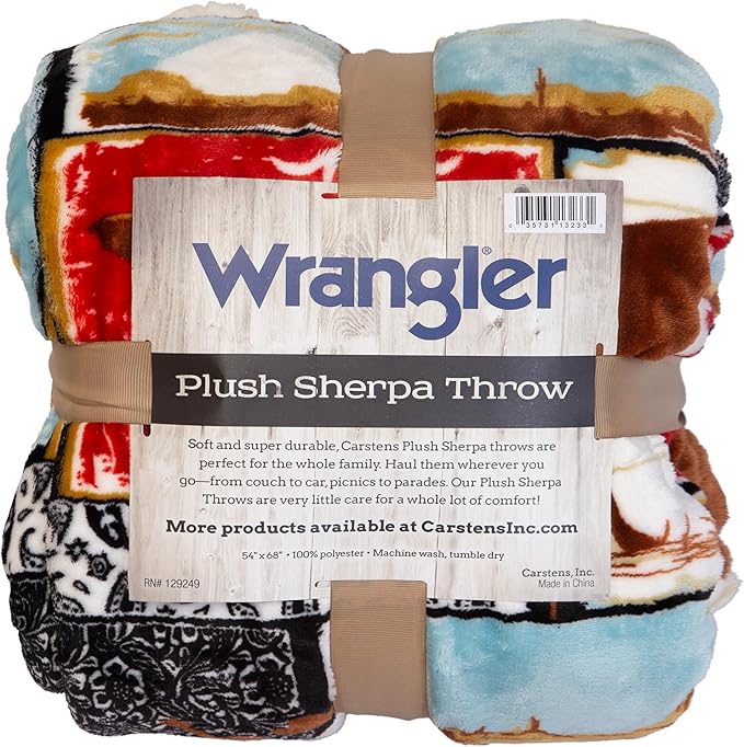 Vintage Western Plush Sherpa Throw