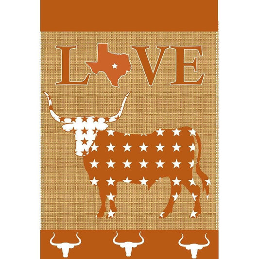 LOVE LONGHORNS 13x18 GF (FLAG LOVE LONGHORNS POLYESTER 13x18) - Symonds Flags