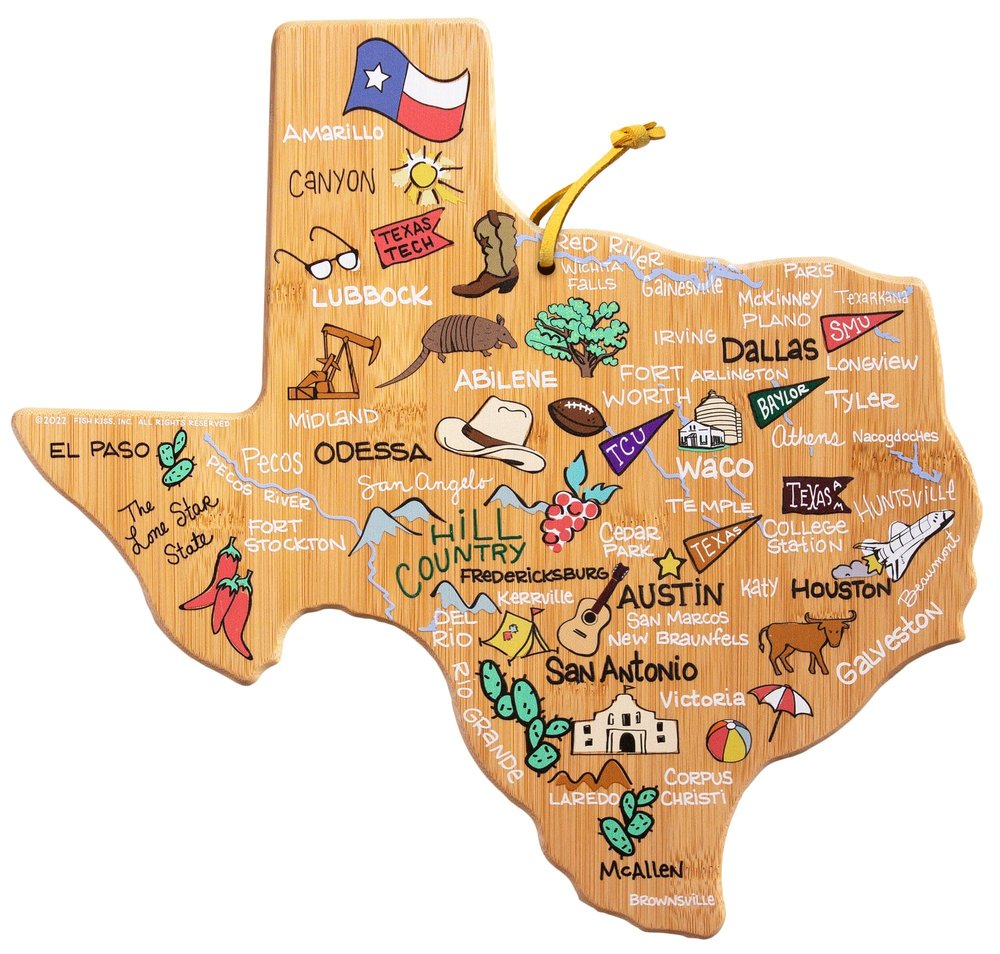 Texas State Shaped Cutting and Serving Board - Symonds Flags